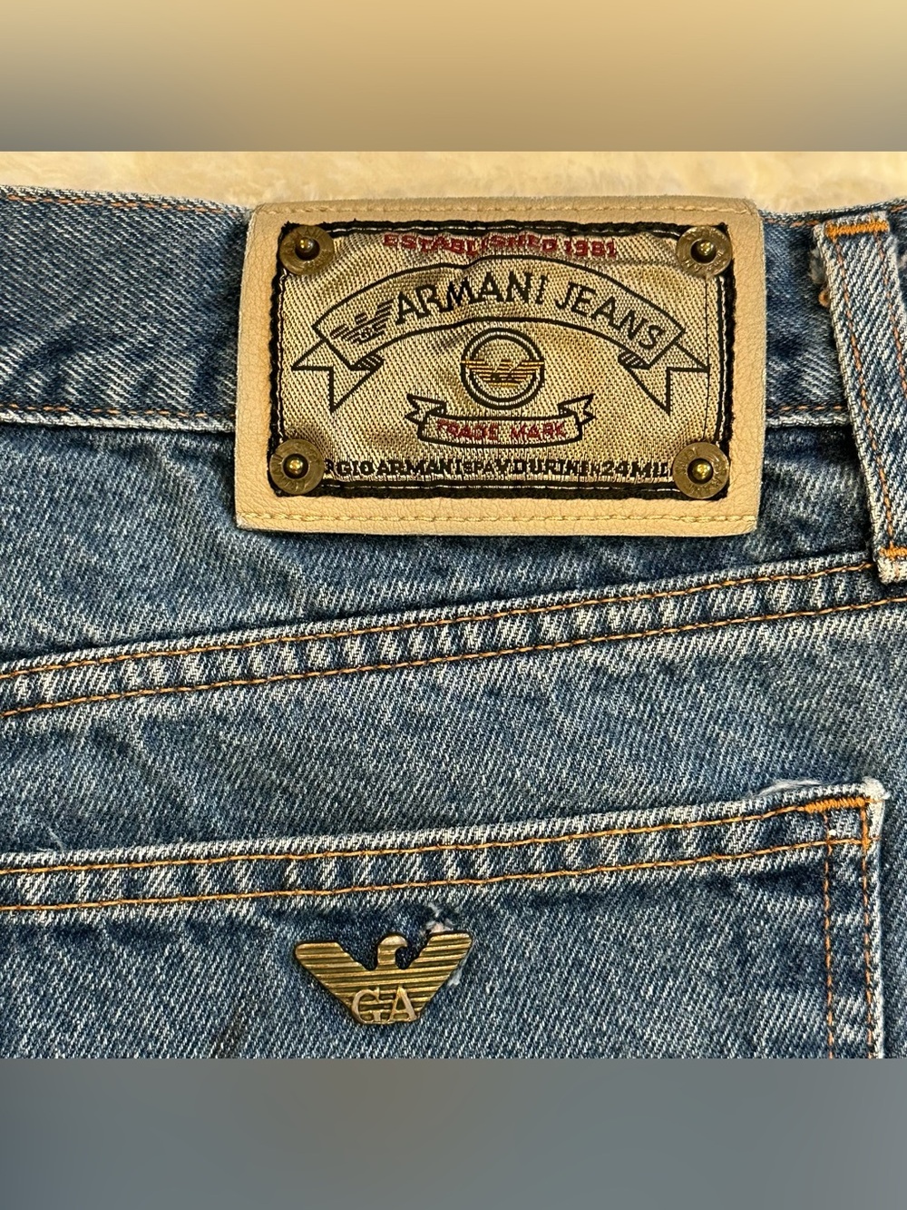 Vintage 90s Armani Jeans Made In Italy Regular Straight IT 40 US 36x32 Metal Log